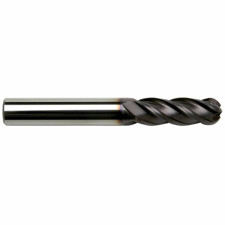 GS TOOLING 1" Diameter x 1" Shank 4-Flute Long Length Ball Nose Typhoon Red Series Carbide End Mills 104849